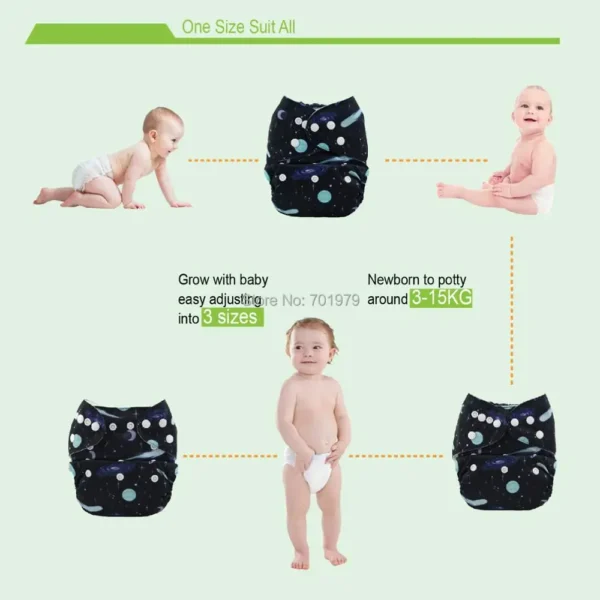 U Pick ALVABABY Bamboo Charcoal Diaper for Baby Reusable Nappy for Babies 3-15kg with 1pc Charcoal Insert - Image 2