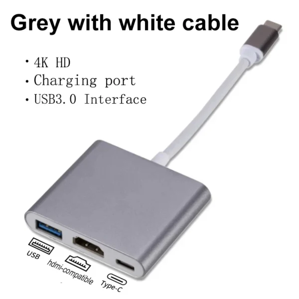 3 IN 1 USB C to HDMI-Compatible Adapter USB 3.1 Hub Type C Charging Converter for Samsung S23 Ultra Huawei Xiaomi Laptop Macbook - Image 8