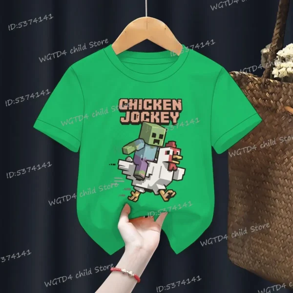 2025 Chicken Jockey Graphic T Shirt Baby Girls Boys Clothes Cartoon Fashion Short Sleeve T-shirt Kids Chicken Jockey Casual Top - Image 7