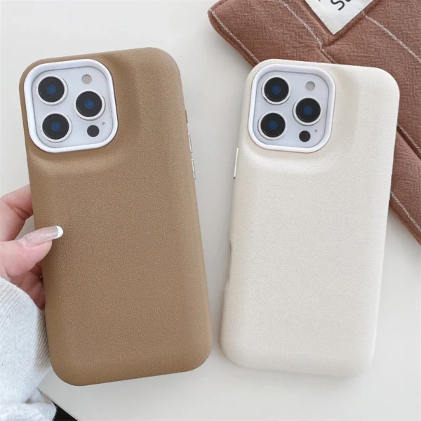 Liquid Silicone Leather Texture 2 IN 1 Soft Phone Case For iPhone 16 Plus 15 14 13 12 Pro Max 11 Plain Fashion Shockproof Cover - Image 2