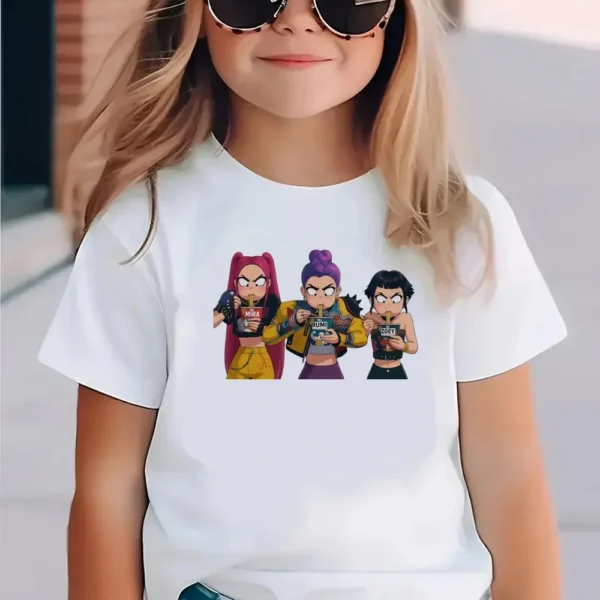 KPop Demon Hunters Kids Clothes 2025 Hot Anime T-shirt Harajuku Girls Casual Shirt Gift Fashion Movie Toddler T Shirts - Image 5