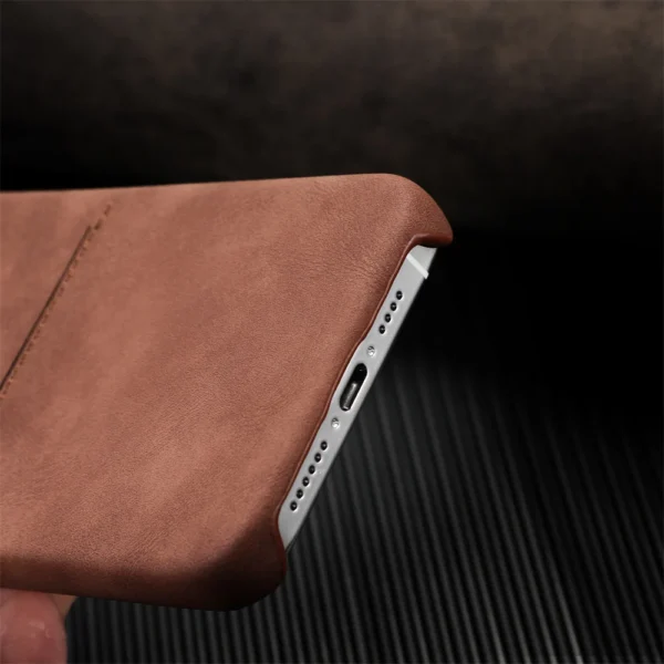 Business Card Slot Wallet Sheepskin Leather Case For iPhone 16 15 14 13 12 Pro Max Plus Luxury Frameless Shockproof Armor Cover - Image 5
