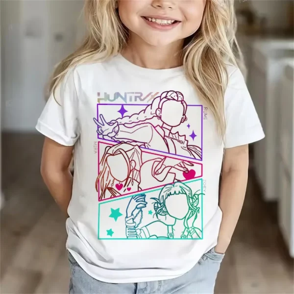 Children Clothes Girl Boy KPop Demon Hunters Soft Summer Tops 2025 Hot Movie Print T Shirts Print Kids T-shirt - Image 5