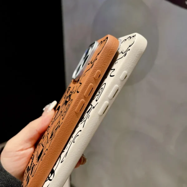 Case For iPhone 16 15 14 Pro Max 13 12 11 Graffiti Litchi Pattern Phone Cover For iPhone X XS XR 7 8 16 Plus SE2 Leather Cover - Image 5