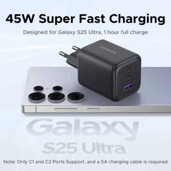 【EU Plug】UGREEN 45W/30W/25W/20W GaN Charger PD3.0 PPS QC3.0 USB C Fast Charger For iPhone 16 15 14 Pro Max Samsung S25 iPad Air - Image 5