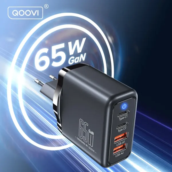 QOOVI 65W GaN Charger USB Type C Fast Charging For Laptop Macbook Quick Charge 4.0 PD Charger For IPhone14 Xiaomi Samsung S21