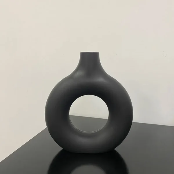 Simple Plastic Vase Donut Shape Single Flower Pot Home Living Room Decoration Table Ornaments Circle Flower Arrangement Vase - Image 7