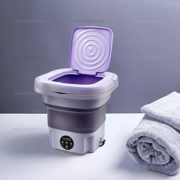 8L Portable Foldable Mini Washing Machine for Socks Underwear Adjustable Spin Dryer Compact Household Travel Laundry Machine - Image 6