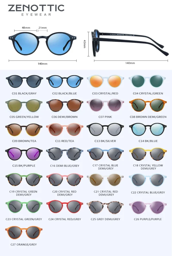 ZENOTTIC Retro Polarized Sunglasses 2023 2024 Men Women Vintage Small Round Frame Sun Glasses Polarized Lens UV400 Goggles Shade - Image 3
