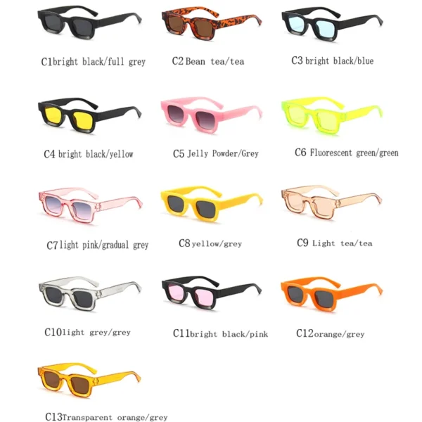 Small Sunglasses Rectangle Thick Frame Square Sun Glasses Men's Black Blue Ladies Sun Shades Uv400 Unisex Eyewears - Image 6