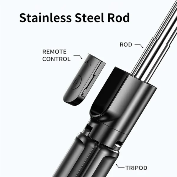 Selfie Stick Wireless Tripod Stand with Light Bluetooth Remote Extendable Tripod for iPhone Mobile Phone Tiktok Live Streaming - Image 3
