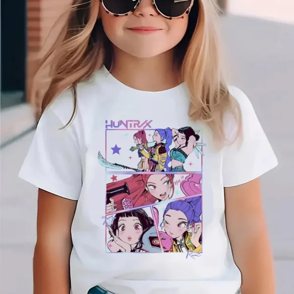 Kpop Demon Hunters Children's Clothing Short Sleeve T-shirt Cute Kpop Demon Hunters TShirt Harajuku Tshirt Parent Child Clothing - Image 3
