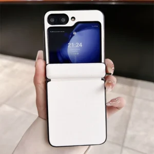 Luxury Plain Leather Texture Folding Phone Case For Samsung Galaxy Z Flip 4 5 6 Magnetic Mid Section Protection Shockproof Cover