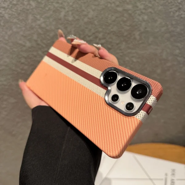 Mountain Carbon Fiber Kevlar Pattern Plastic Case For Samsung S25 S24 S23 Ultra Plus For Magsafe Magnetic Wireless Charge Cover - Image 7