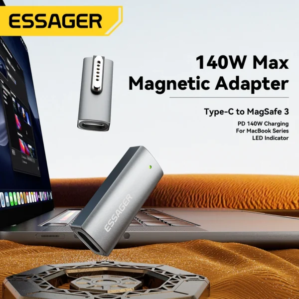 Essager Type-C Female to Magsafe 3 Converter 140W USB-C Magnetic Adapter Connector Laptop PD Charging Plug For MacBook Air/Pro - Image 2