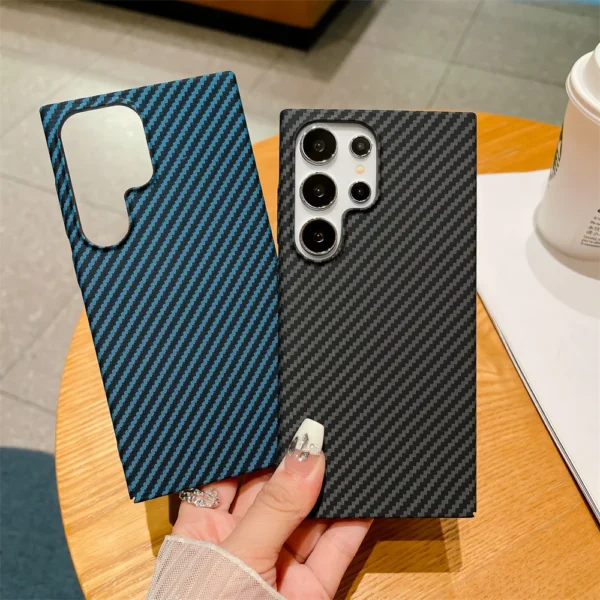 Luxury Carbon Fiber Pattern Plastic Armor Case for Samsung Galaxy S25 S24 S23 S22 Plus Ultra Note 20 10 Hard Slim Matte Cover - Image 2