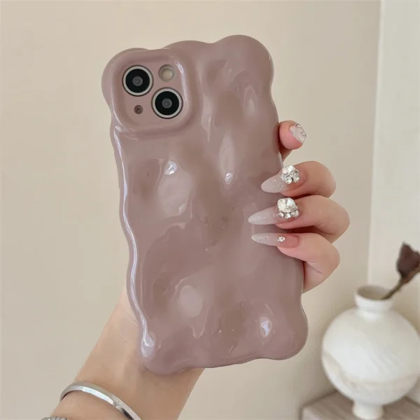 Ins Fashion 3D Wave Shape Cute Soft Phone Case For iPhone 16 15 Plus 14 13 12 Pro Max 11 Plain Lovely Girls Shockproof Cover - Image 12