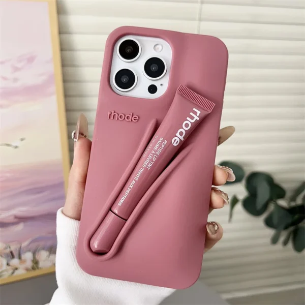 Lip Case Silicone Phone Case for iPhone 16 15 14 13 12 11 Pro Max Plus 16E Lipstick Holder Stand Soft Silicone Cover - Image 13
