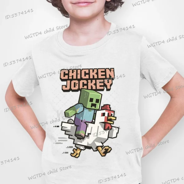 2025 Chicken Jockey Graphic T Shirt Baby Girls Boys Clothes Cartoon Fashion Short Sleeve T-shirt Kids Chicken Jockey Casual Top - Image 5