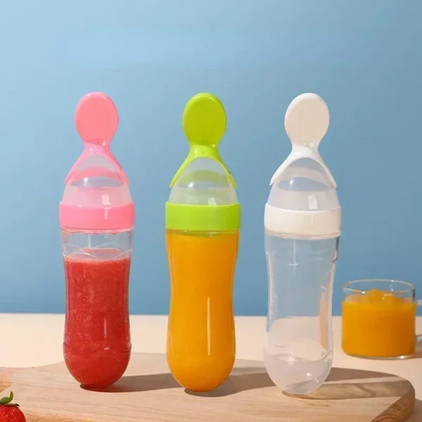 Silicone Baby Bottle with Spoon Newborn Medicine Juice Feeders Baby Food Supplement Rice Cereal Bottles Newborn Feeding Bottles - Image 3