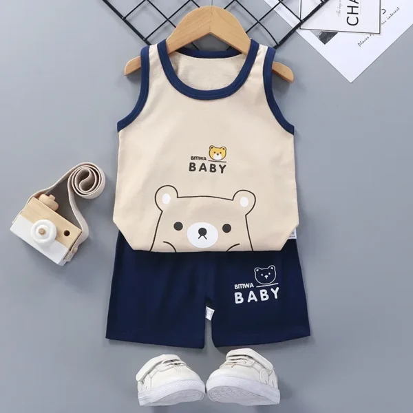 Children Sets Kids Clothes Boys Girls Vest Suit  Summer Children's Clothing baby Cotton T-Shirts Shorts Tank Top Sleeveless - Image 9