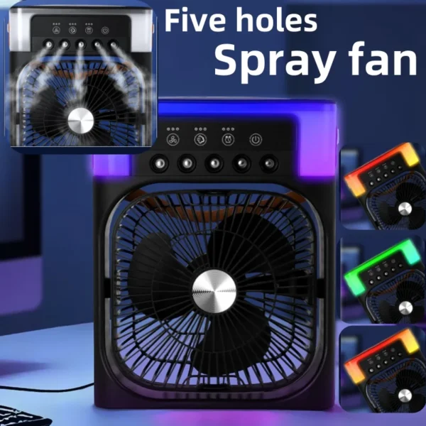 3 In 1 Portable Air Conditioners Fan USB Electric Fan LED Night Light Water Mist Fun Air Humidifier Desktop Air Cooler Fan