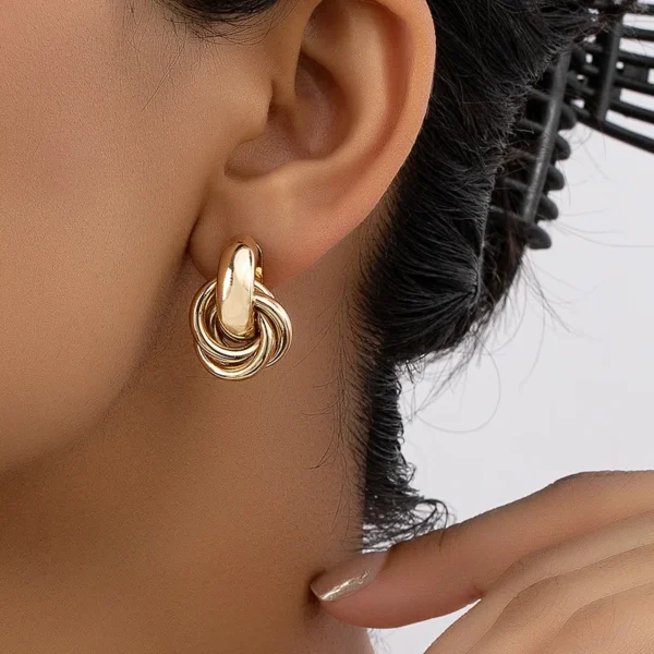 Stainless Steel Chunky Hoop Earrings for Women Girls Gold Color Double Ring Thick Geometric Drop Earrings Statement Jewelry Gift - Image 9