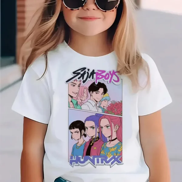 KPop Demon Hunters Kids Clothes 2025 Hot Anime T-shirt Harajuku Girls Casual Shirt Gift Fashion Movie Toddler T Shirts - Image 4