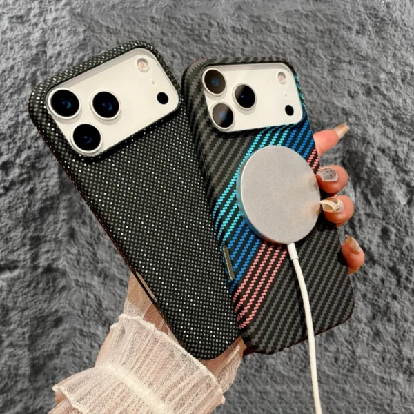 for Magsafe Carbon Fibre Case for iPhone 17 Air 16 15 14 Plus 13 12 Pro Max 17Pro Wireless Charge Skin Glossy Matte Armor Cover - Image 6