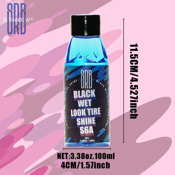 Black Wet Look Tire Shine Dressing -Automotive Clear Coat Tire Dressing Spray for Glossy Wet Tire Look, Vinyl & Plastic, with UV - Image 2