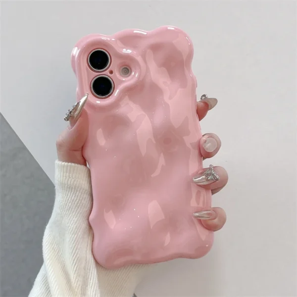 Ins Fashion 3D Wave Shape Cute Soft Phone Case For iPhone 16 15 Plus 14 13 12 Pro Max 11 Plain Lovely Girls Shockproof Cover - Image 9