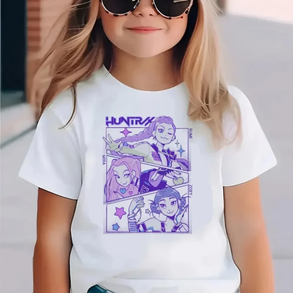 Kpop Demon Hunters Children's Clothing Short Sleeve T-shirt Cute Kpop Demon Hunters TShirt Harajuku Tshirt Parent Child Clothing