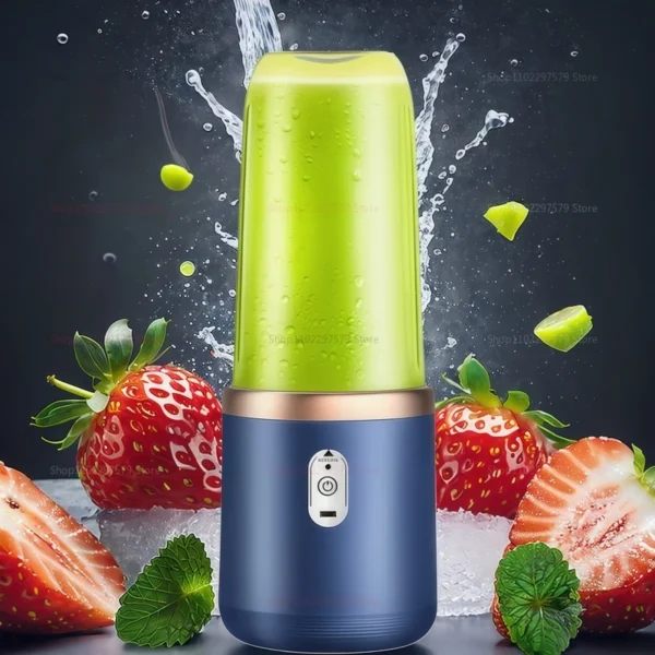 Double Cup Portable Fruit Juice Blender 6 Blades USB Rechargeable Wireless Juicer Machine 400ml Personal Juice Extractor - Image 6