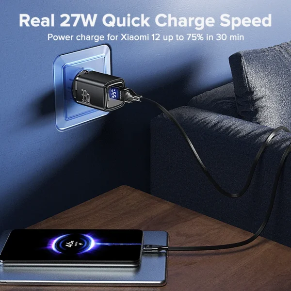 QOOVI 33W GaN Charger USB Type C Fast Charging Adapter Quick Charge QC3.0 PD USB-C Wall Charger For iPhone Samsung Xiaomi iPad - Image 4