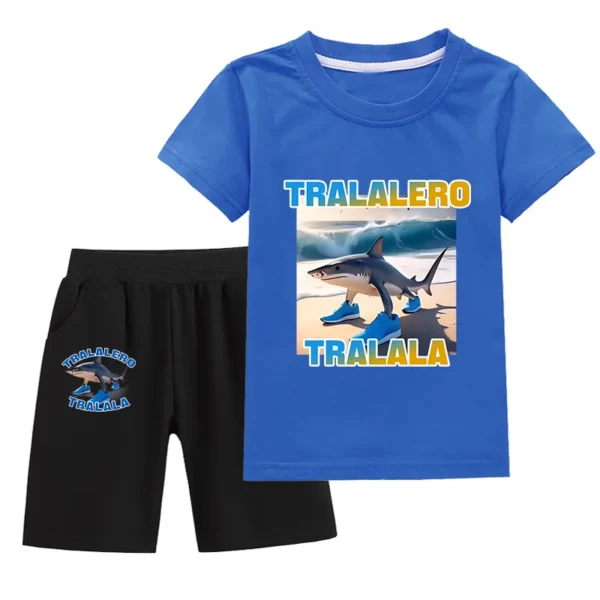 Kids Clothes  Tralalero Tralala divertido Shark Summer Toddler Boys T Shit Suit Bab Girls Short Sleeve T Shirt + Pants 2pcs Set - Image 12