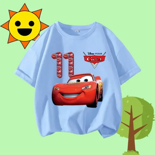 1-12 Boys' Sport Shirt Kids Round-neck Short-sleeved Cartoon Print Girls' Casual Summer T-shirt Racing Mania for Children Aged - Image 23