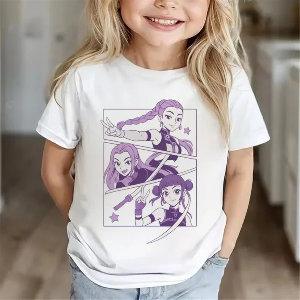Children Clothes Girl Boy KPop Demon Hunters Soft Summer Tops 2025 Hot Movie Print T Shirts Print Kids T-shirt - Image 15