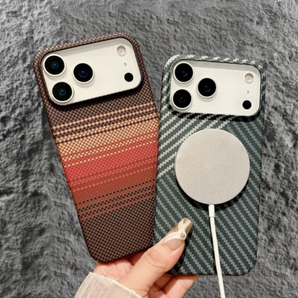 for Magsafe Carbon Fibre Case for iPhone 17 Air 16 15 14 Plus 13 12 Pro Max 17Pro Wireless Charge Skin Glossy Matte Armor Cover - Image 3