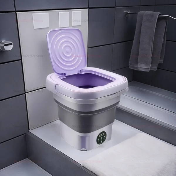 8L Portable Foldable Mini Washing Machine for Socks Underwear Adjustable Spin Dryer Compact Household Travel Laundry Machine - Image 5