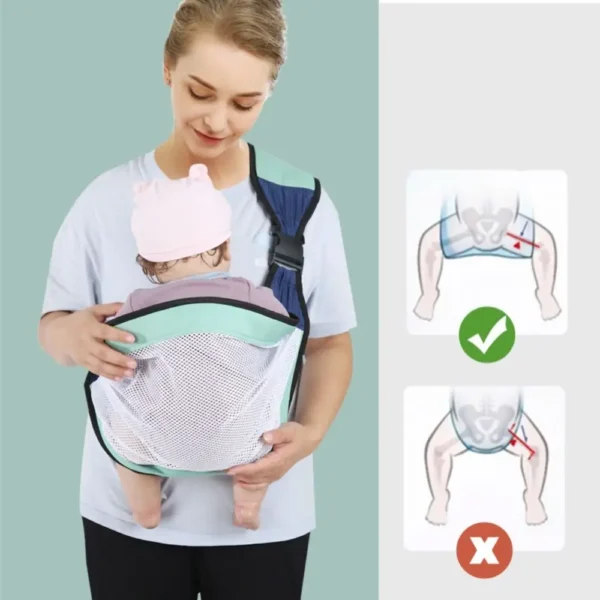 Newborn Front Holding Baby Wrap Carrier Cotton Mesh Infant Backpacks Horizontal Holding Type Infant Kangaroo Bag - Image 3