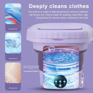 Portable washing machine 8L small foldable spin dryer mini laundry for socks underwear home shop lightweight and efficient
