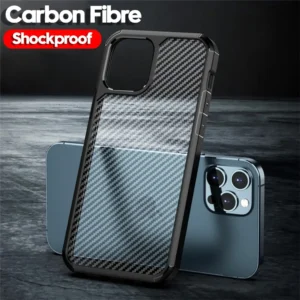 Military Grade Carbon Fiber Pattern Armor Case for iPhone 15 14 13 12 11 Pro Max Plus X XS XR 7 8 SE Clear Shockproof Hard Cover