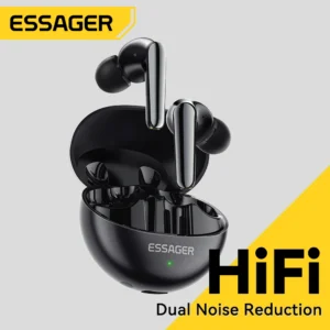 Essager Wireless Headset Bluetooth 5.3 HiFi Headset  Music Sport Dual Noise Cancelling Headphones Touch Control With Microphone
