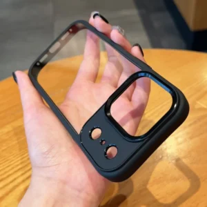 Transparent Rugged Defender Phone Case For iPhone 17 Air 16 15 14 13 12 Pro Max Mini 11 Luxury Hard Acrylic Metal Camera Cover