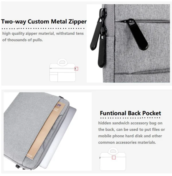 Water-resistant Universal Laptop Bag Sleeve 11 12 13 14 15 15.6 inch Notebook for Macbook Computer Handbag Briefcase Travel Bag - Image 4