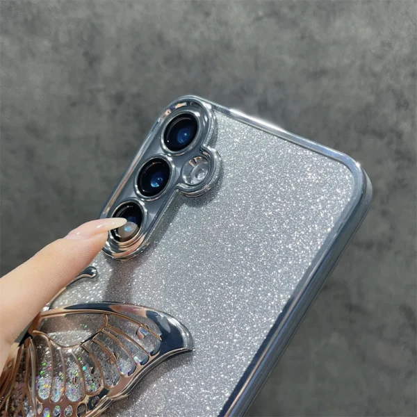Luxury Shiny Glitter Armor Plating Transparent Phone Case For Samsung Galaxy S24 Ultra Plus S24Plus S24Ultra Butterfly Cover - Image 5