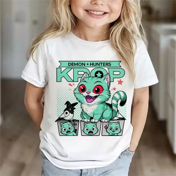 Children Clothes Girl Boy KPop Demon Hunters Soft Summer Tops 2025 Hot Movie Print T Shirts Print Kids T-shirt - Image 12