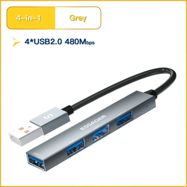 Essager 4 in 1 USB Hub to Type C USB 2.0 for Macbook Air Pro Laptop Dock Station Splitter - Image 10