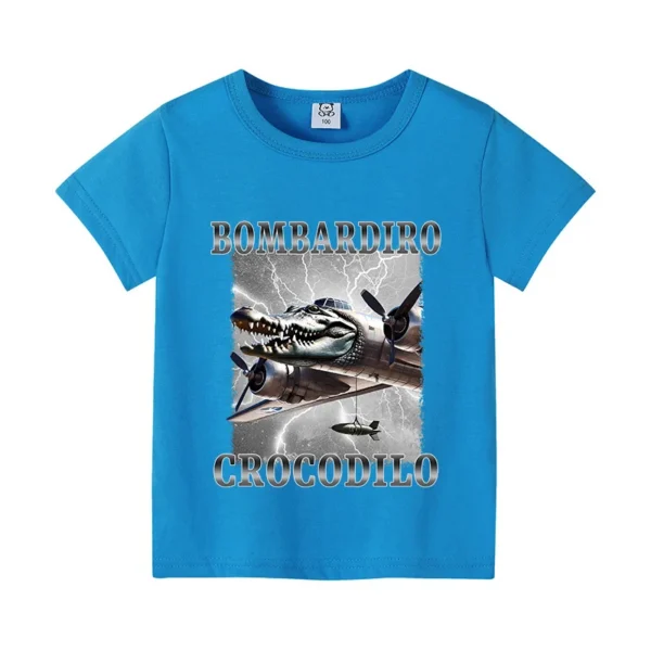 Italian Brainrot Themed Boys Girl T-shirt Popular Meme Animal Children Clothing Tralalero Tralala Summer Short Sleeve Cotton Tee - Image 3