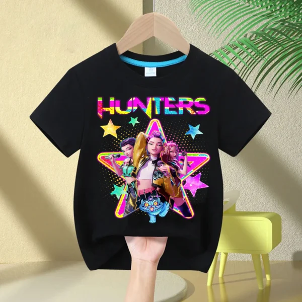 Kids T-Shirt KPop Demon Hunter Cotton Fashion Casual Top 2025 Movie Crew Neck Cartoon Girls Boys T-Shirt Casual Girls Clothing - Image 5